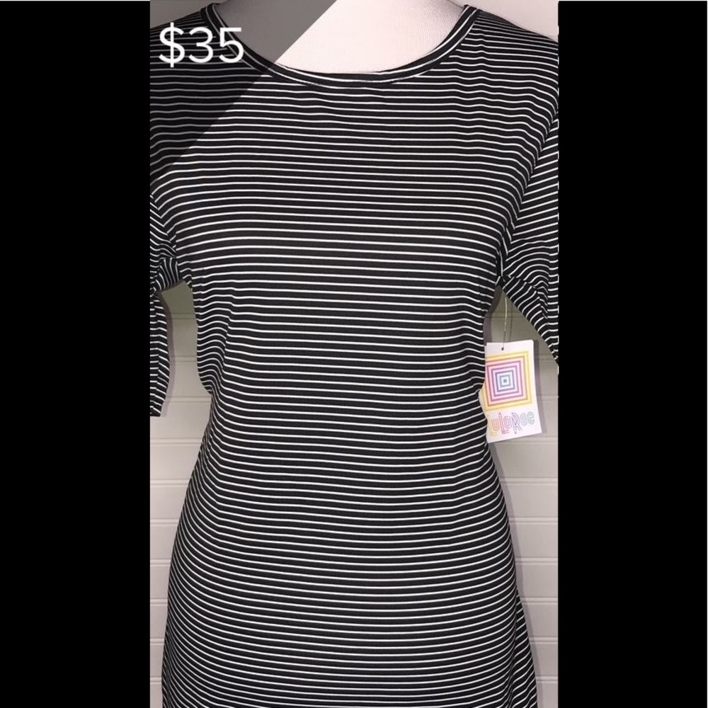 LuLaRoe Unicorn Gigi 3xL Black white stripes NWOT